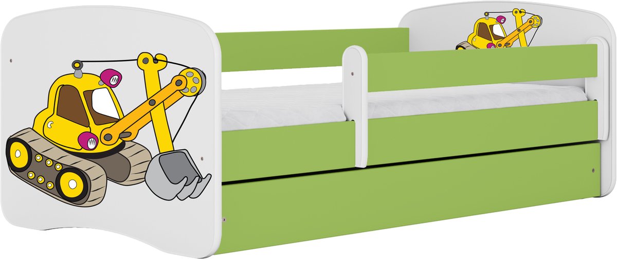 Kocot Kids - Bed Babydreams groen graafmachine zonder lade met matras 180/80 - Kinderbed - Groen
