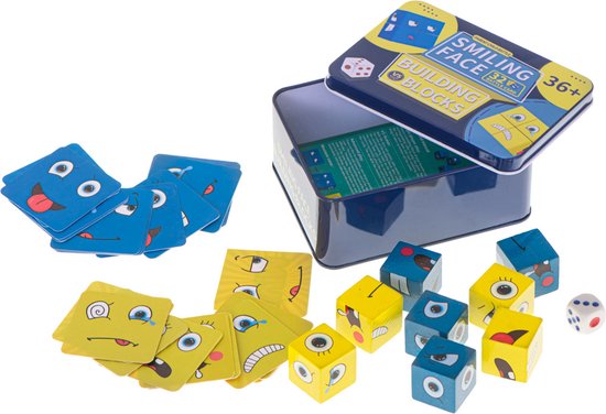 Thumbnail van een extra afbeelding van het spel Leuk Educatief Spel voor Jong & Oud 3+ Jaar - Gezelschapsspel 2 Spelers Zoek de Blokken Snel Bij Elkaar - Leer Emoties Herkennen & Benoemen - Face Change Rubik's Cube - Actie Spel Drankspel