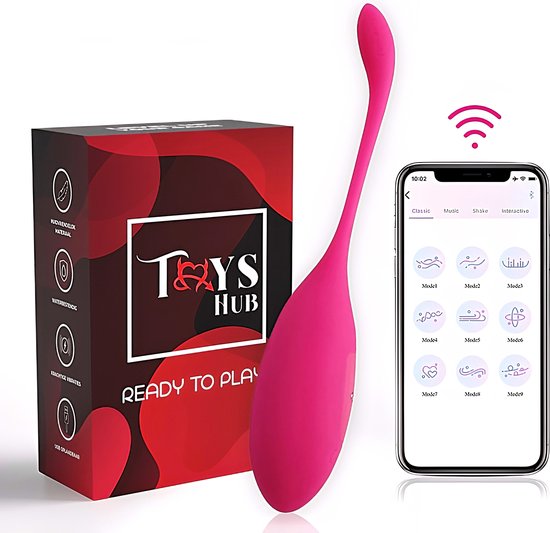 Toys Hub® Vibrator Deluxe met App Control - Incl. EBOOK - Geschikt voor IOS & Android - Met Opbergzakje - 100% Waterproof - Sex Toys voor Vrouwen - Koppels Couples - Vibrerend Ei - Vibrators voor Vrouwen