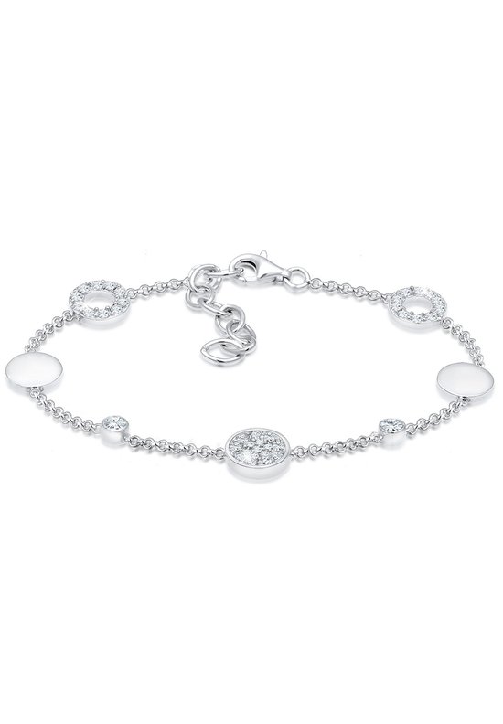 Elli Dames Armband dames cirkel plaat met kristallen in 925 sterling zilver