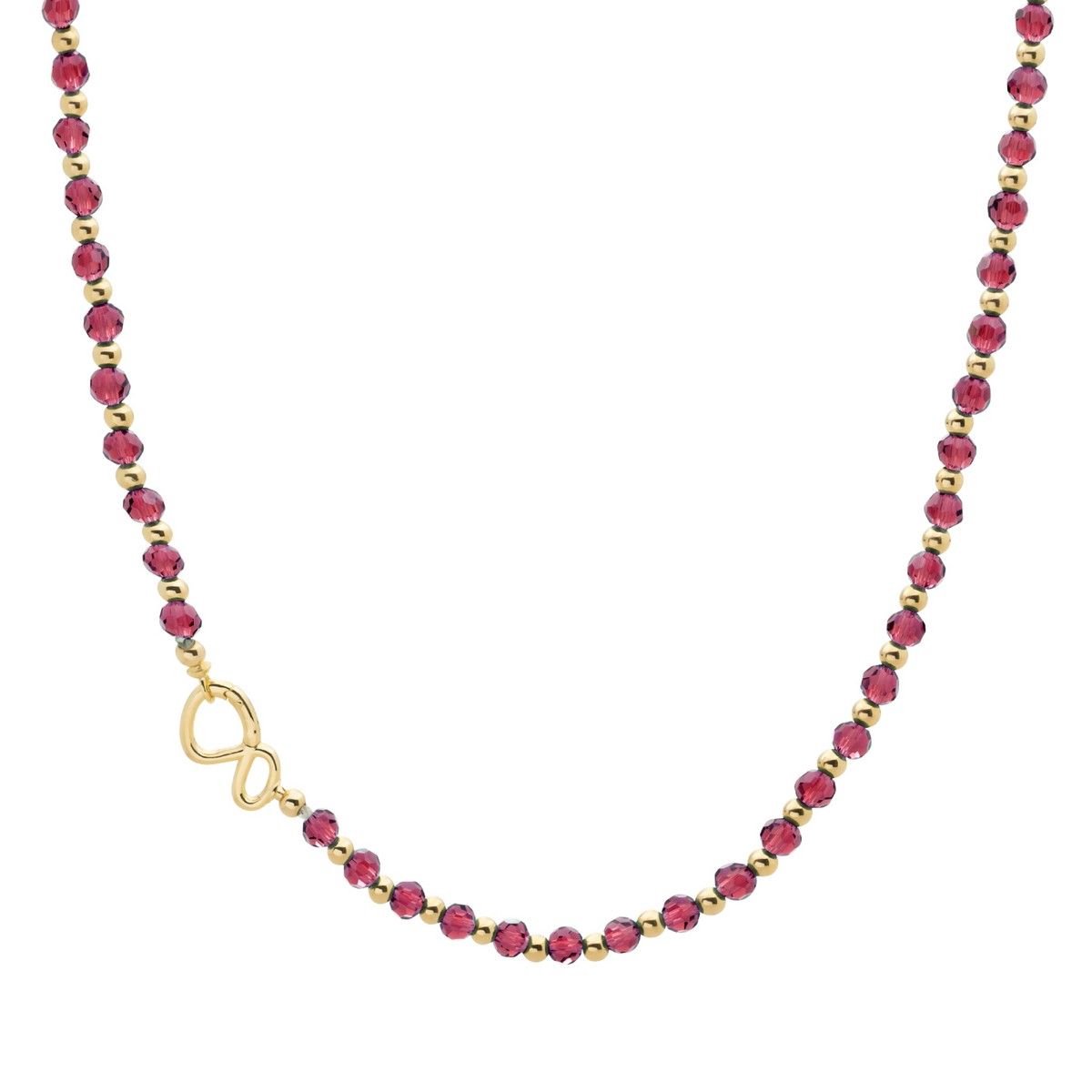 Sparkling Jewels Link Ketting - Goud - Fuchsia Quartz | 42 cm NLK03G-G51-042