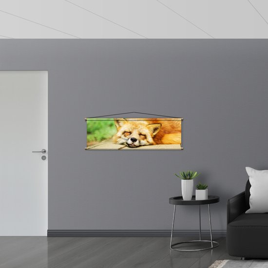 WallClassics - Affiche Textile - Renard Endormi - 120x40 cm Photo sur Textile
