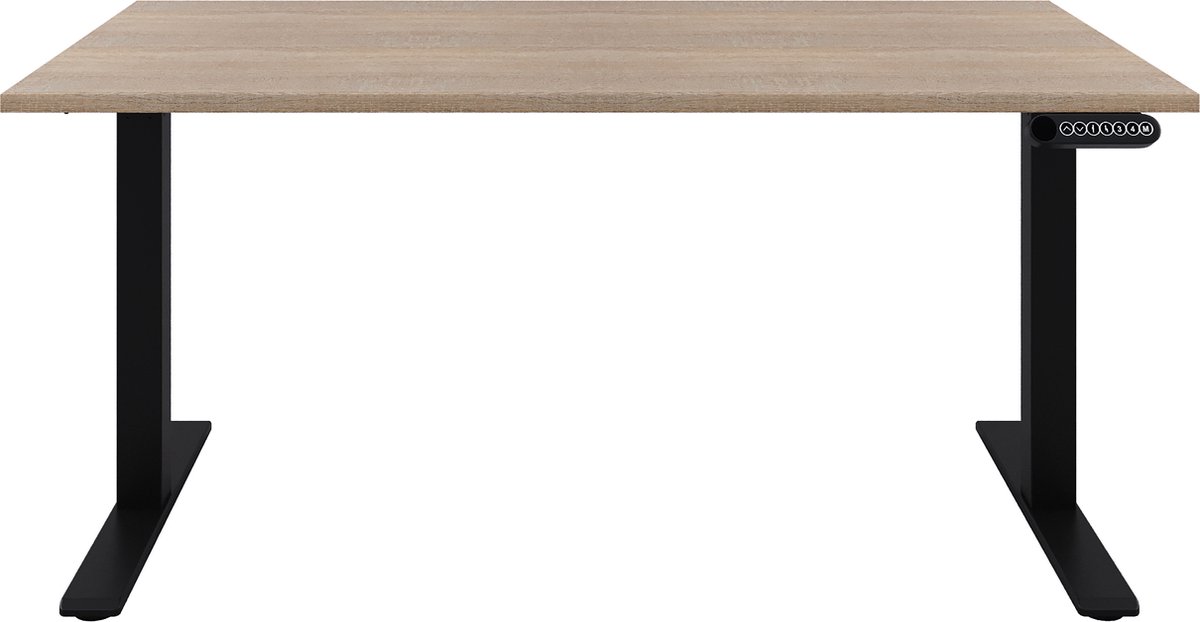 Zit sta Bureau  Verstelbaar bureau  140 x 80  Robson eiken  Zwart onderstel-- blad- onderstel- x80