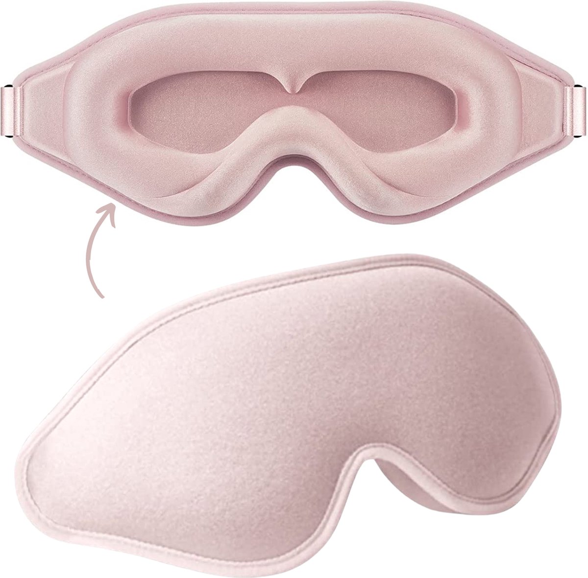 Satijnen 3D Slaapmasker - Oogmasker - Verduisterend - Reismasker - Ergonomisch - Licht Roze