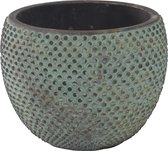 Steege Plantenpot - stijlvol motief - blauw/goud D18 x H14 cm - bloempot