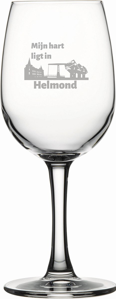 Gegraveerde witte wijnglas 26cl Helmond