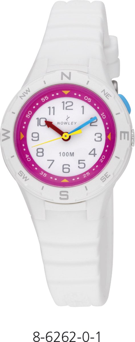 Nowley 8-6262-0-1 analoog horloge 29 mm 100 meter wit- roze