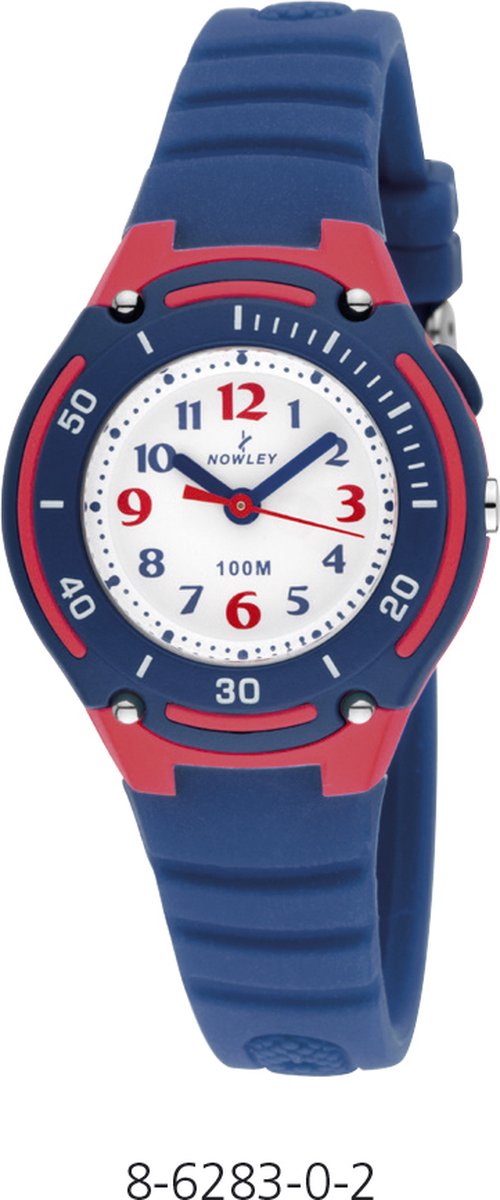 Nowley 8-6283-0-2 analoog horloge 30 mm 100 meter blauw/ rood