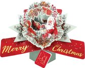 3D Pop-up Wenskaart met envelop - Merry Christmas - Santa with Animals