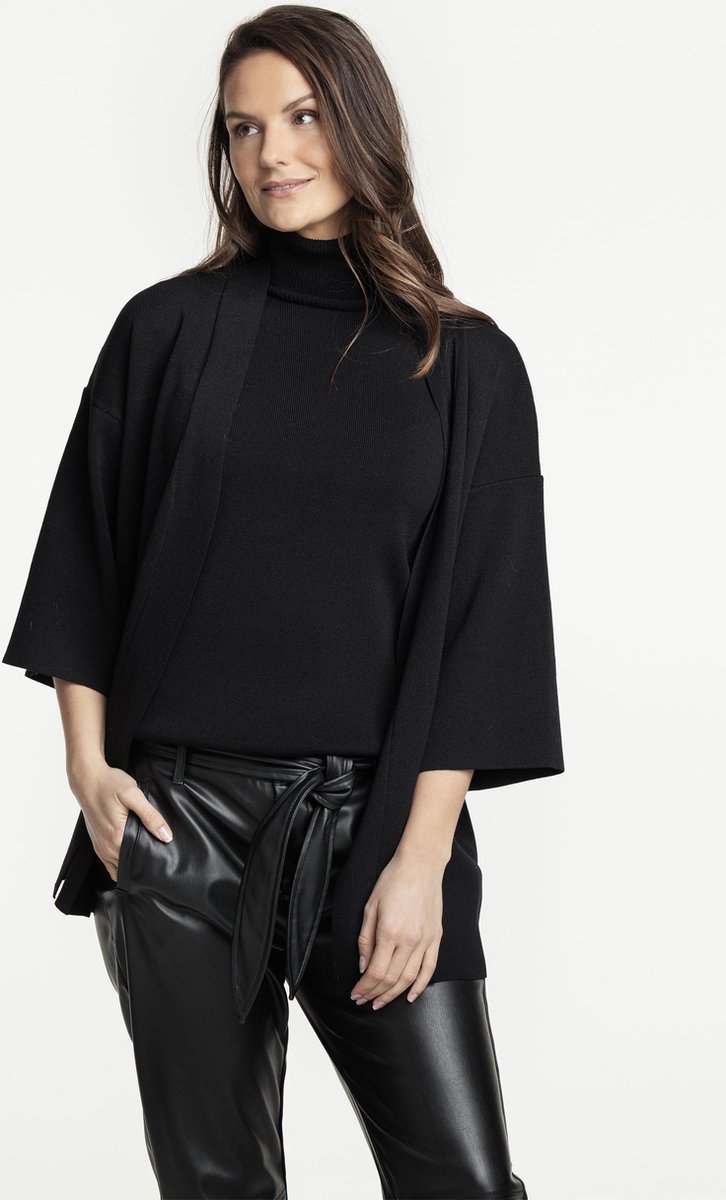 Tramontana | Kimono Vest Milano Knit | Black | Maat M | Vest Dames