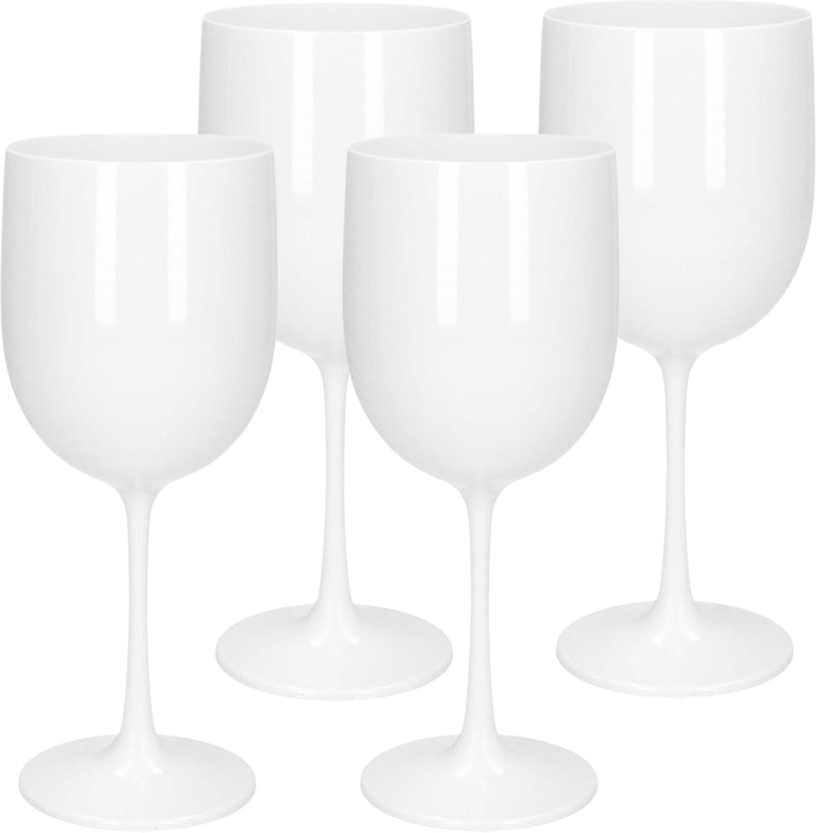 Wijnglas 480ml - Onbreekbaar Kunststof - Wit - 4 Stuks