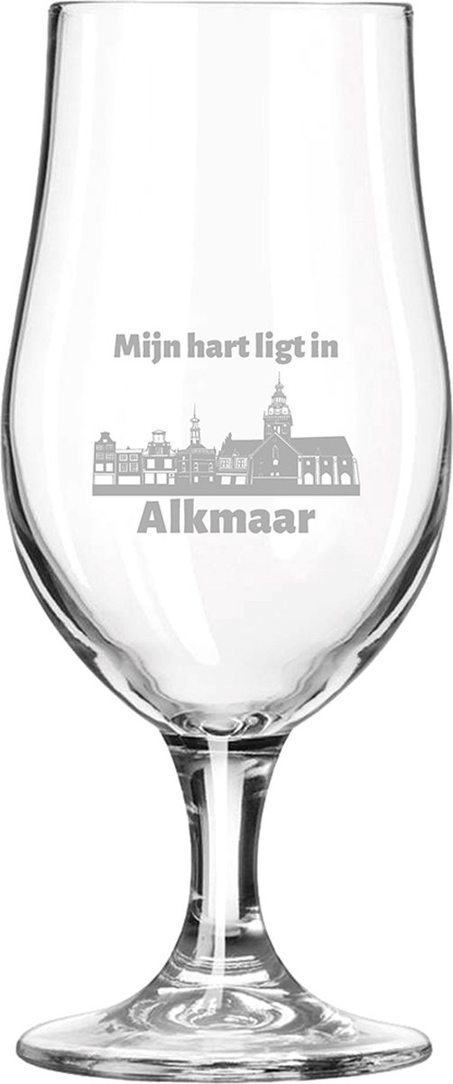 Gegraveerde bierglas op voet 49cl Alkmaar