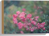 WallClassics - Hout - Roze Bloementakje - 40x30 cm - 12 mm dik - Foto op Hout (Met Ophangsysteem)