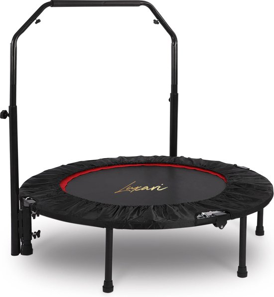 Luxari - Bounce Trampoline Pro - Inclusief stang en beschermhoes - 105 cm diameter - Opvouwbaar - Belastbaar tot 150 kg - Mini trampoline - Hometrainer - Trampoline