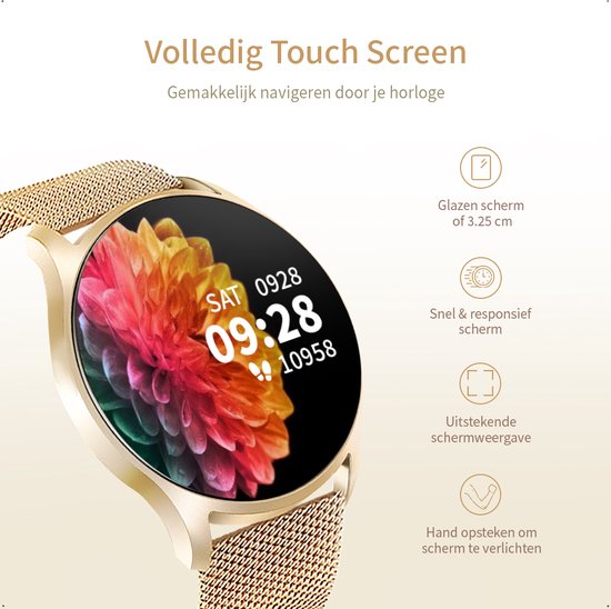 AVALUE Smartwatch Dames - Horloge geschikt voor IOS, Smartwatch Android en HarmonyOS geschikt - Met Extra Bandje - Avalue