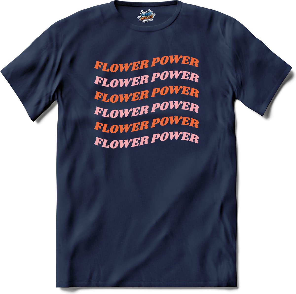 Flower power - T-Shirt - Heren - Navy Blue - Maat S