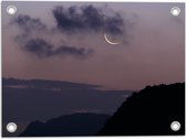 WallClassics - Poster de Jardin - Lune Étroite Avec Nuages et Montagnes - 40x30 cm Photo sur Poster de Jardin (décoration murale pour l'extérieur et l'intérieur)