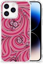 Anti Shock Case Geschikt voor iPhone 14 Pro Telefoonhoesje met doorzichtige rand Swirl Pink