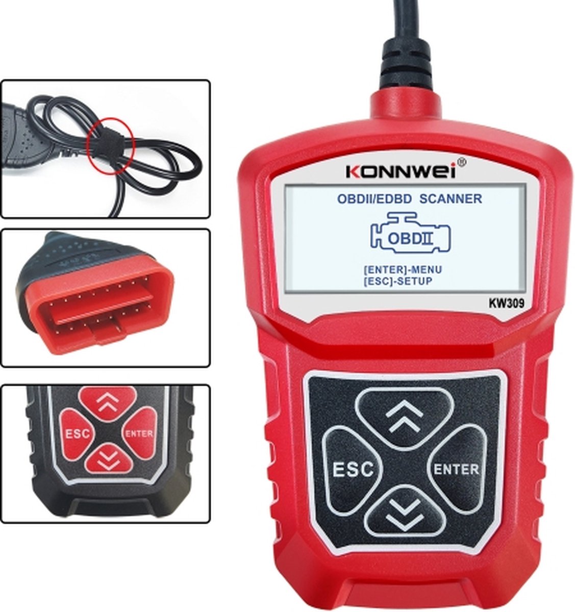 Konnwei KW309 OBD2-scanner – foutcodes en I/M readiness