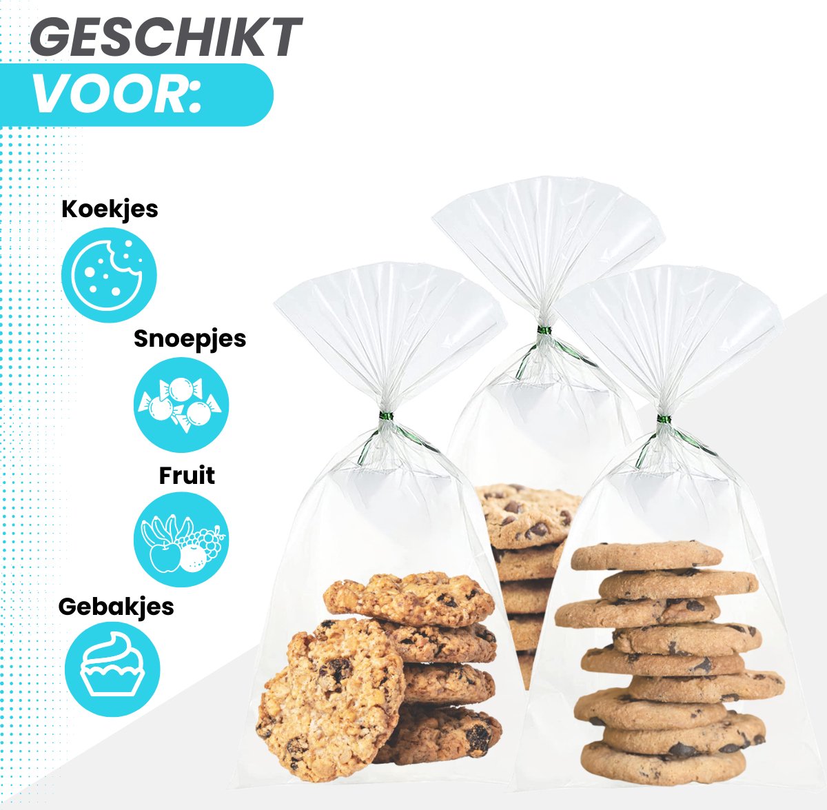 Feestio Uitdeelzakjes Transparant - Traktatie Zakjes kinderfeestje - Cellofaanzakjes - Snoepzakjes - cadeauzakjes — afbeelding 2