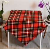 Tafelkleed vierkant 140x140cm- Bedrukt Velvet Textiel -  Rode Ruit Tartan - Tafellaken - De Groen Home