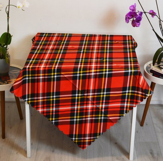 Tafelkleed vierkant 140x140cm- Bedrukt Velvet Textiel - Rode Ruit Tartan -  Tafellaken... | bol.com