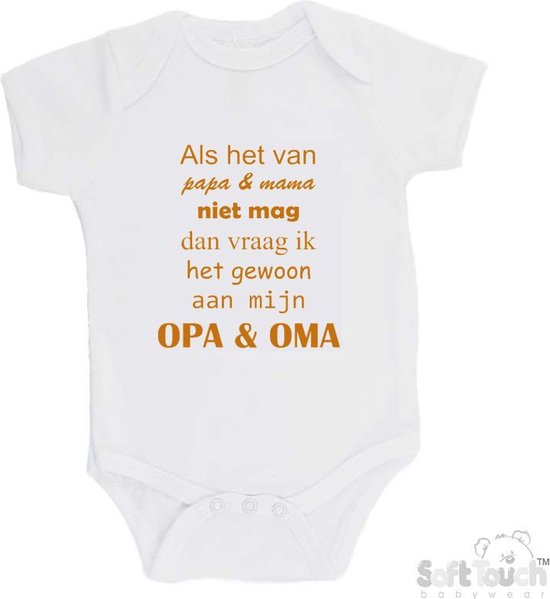 Body au toucher doux "Si maman et papa ne le permettent pas, je demanderai juste à grand-père et grand-mère" Katoen unisexe Wit/ beige Taille 56/62