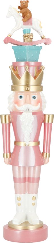 Notenkraker Met Hobbelpaard 52 Cm Roze Kerstdecoratie Beeld Accessoires Nutcracker