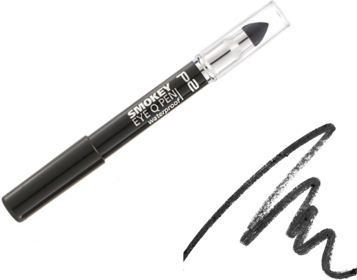 P2 Cosmetics Smokey Eyes Q Pen Zwart - 3.5g - Oogschaduw Stick Zwart - Waterproof - Creamy - Eyeshadow Black - Gebruik als Oogschaduw Potlood of Eyeliner