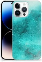 Telefoon Hoesje Geschikt voor iPhone 14 Pro Max Siliconen Hoesje Painting Blue