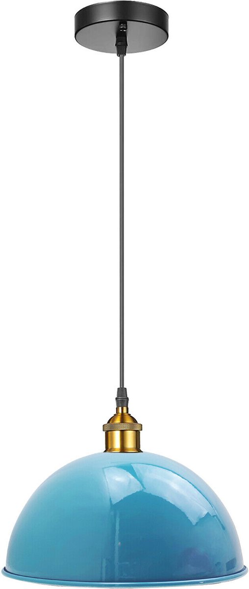 Vintage industriële loft stijl metalen koepel 30cm lampenkap plafond geel messing E27 houder hanglamp set.