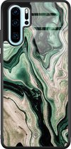 Casimoda® hoesje - Geschikt voor Huawei P30 Pro - Groen marmer / Marble - Hard Case Backcover - TPU - Groen - Marmer