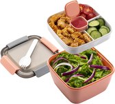 Luxe Meerlaagse Lunchbox met Vakjes Roze – Lunchbox Volwassenen – Japanse Bento Box – Lunchbox Kinderen – Salade To Go – Brooddoos Volwassenen – Broodtrommel – Lunchtrommel – Salade Lunchbox – Saladebox – Salade Box