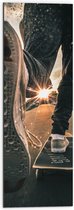 WallClassics - Dibond - Skater op Asfaltweg - 30x90 cm Foto op Aluminium (Wanddecoratie van metaal)