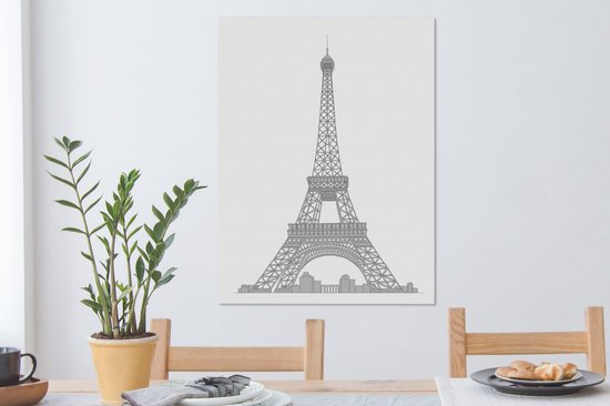 Une illustration grisâtre sur toile Tour Eiffel 60x80 cm - Tirage photo sur toile (Décoration murale salon / chambre)