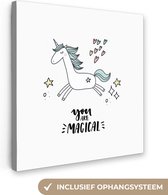 Schilderij voor kinderen - Wanddecoratie meisjes - Unicorn - Quotes - You are magical - Meisje - Kinderen - Kinderkamer decoratie - Canvas doek kids - 50x50 cm