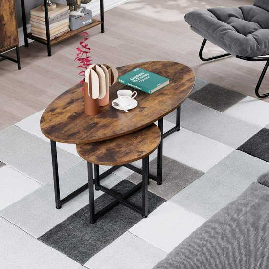 Namra Salontafel set van 2 conisch Massief mangohout zandkleur