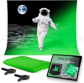 PIXETOOL Green Screen Cloth 300 x 300cm - Toile de Fond - Studio Photo - Toile Photo - Green Screen Studio - 2x Pinces