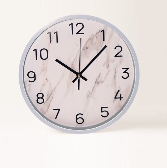 HOOMstyle Horloge Murale Marbre - 30cm - Blanc Noir