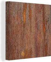 Canvas Schilderij Geel - Rood - Muur - 50x50 cm - Wanddecoratie