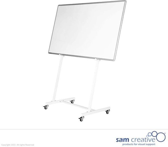 Whiteboard Pro 120x180 cm op verrijdbaar onderstel | sam creative verrijdbaar whiteboard | Whiteboard Pro op verrijdbaar standaard | Mobiel whiteboard