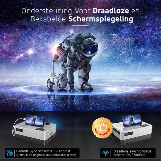 UpLiving® Thuisbioscoop set | Behuizing Zwart en 171cm Breed | 72 inch 16:9 | UpLiving™ LCD Mini Beamer met WiFi | UpLiving™ Beamerbeugel | UpLiving™ handmatig projectiescherm | Surround set Home Cinema | Projector | Mini beamer | Filmpakket