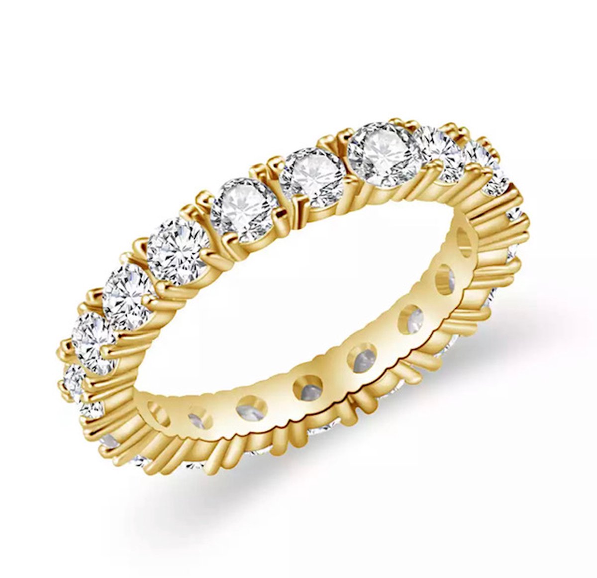 Tennis Ring Goud Verguld | Zirkonia stenen | 18mm | Tennis Ringen | Sieraden | Valentijn | Valentijnscadeau