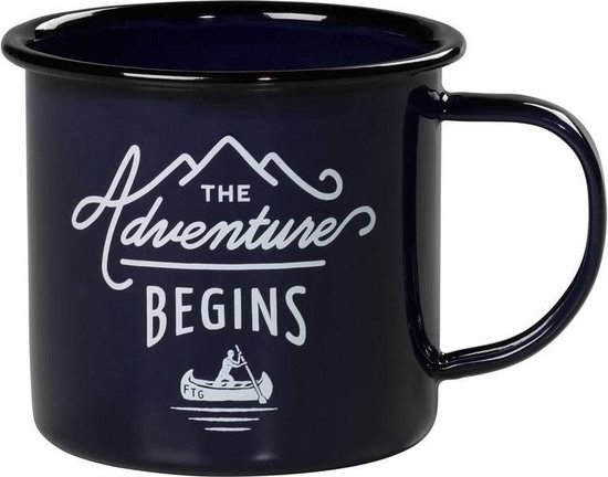 Gentlemens Hardeware mok donker blauw emaille met tekst Adventures Begins