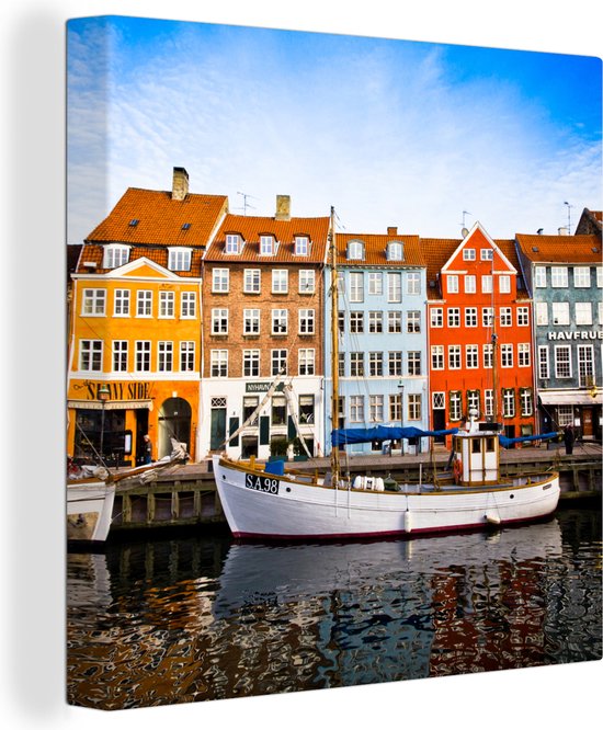 Canvas Schilderij Huizen aan het water in Kopenhagen - Denemarken - 20x20 cm - Wanddecoratie