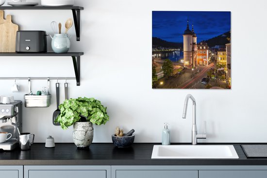 Tableau sur toile Ville allemande d'Heidelberg le soir - 50x50 cm - Décoration murale