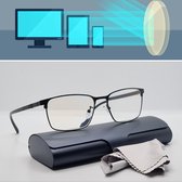 Lunettes de lecture pour hommes +3.50 - lunettes de vue - lunettes de vue universelles - avec étui à lunettes et chiffons en microfibre Boshi B7111 C1