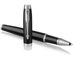 Parker IM rollerballpen | Zwart lak met chromen afwerking | Fijne penpunt | Zwarte inkt | geschenkverpakking
