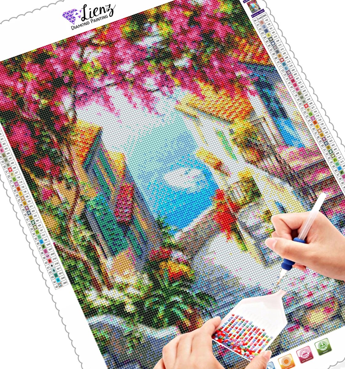 Lienz® Diamond Painting volwassenen 40x50cm – Rond – Bloemen – Zee - Natuur – Pakket volwassenen — afbeelding 3