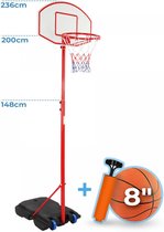 Infantastic - Basketbalstandaard met wielen - in hoogte verstelbaar tot 236 cm - voor Binnen en Buiten - Basketbalring voor Kinderen